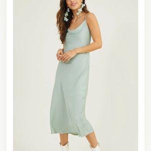 Altar’d State Blythe Satin Slip Midi Dress